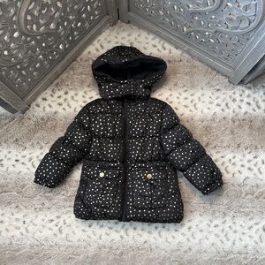 Pink Platinum black puffer jacket gold polka dots gold 2T glam girlhoodcore
